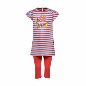 Woody Meisjes-Dames pyjama rood-blauw gestreept
